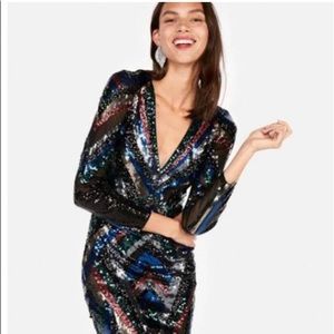 Pattern multicolored Sequin sheath dress